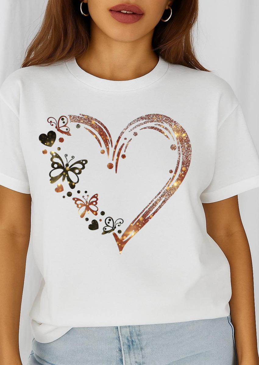 Női póló 100% pamutból Heart Butterfly