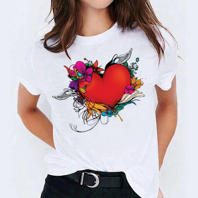 Női póló 100% pamutból Red Nice Heart