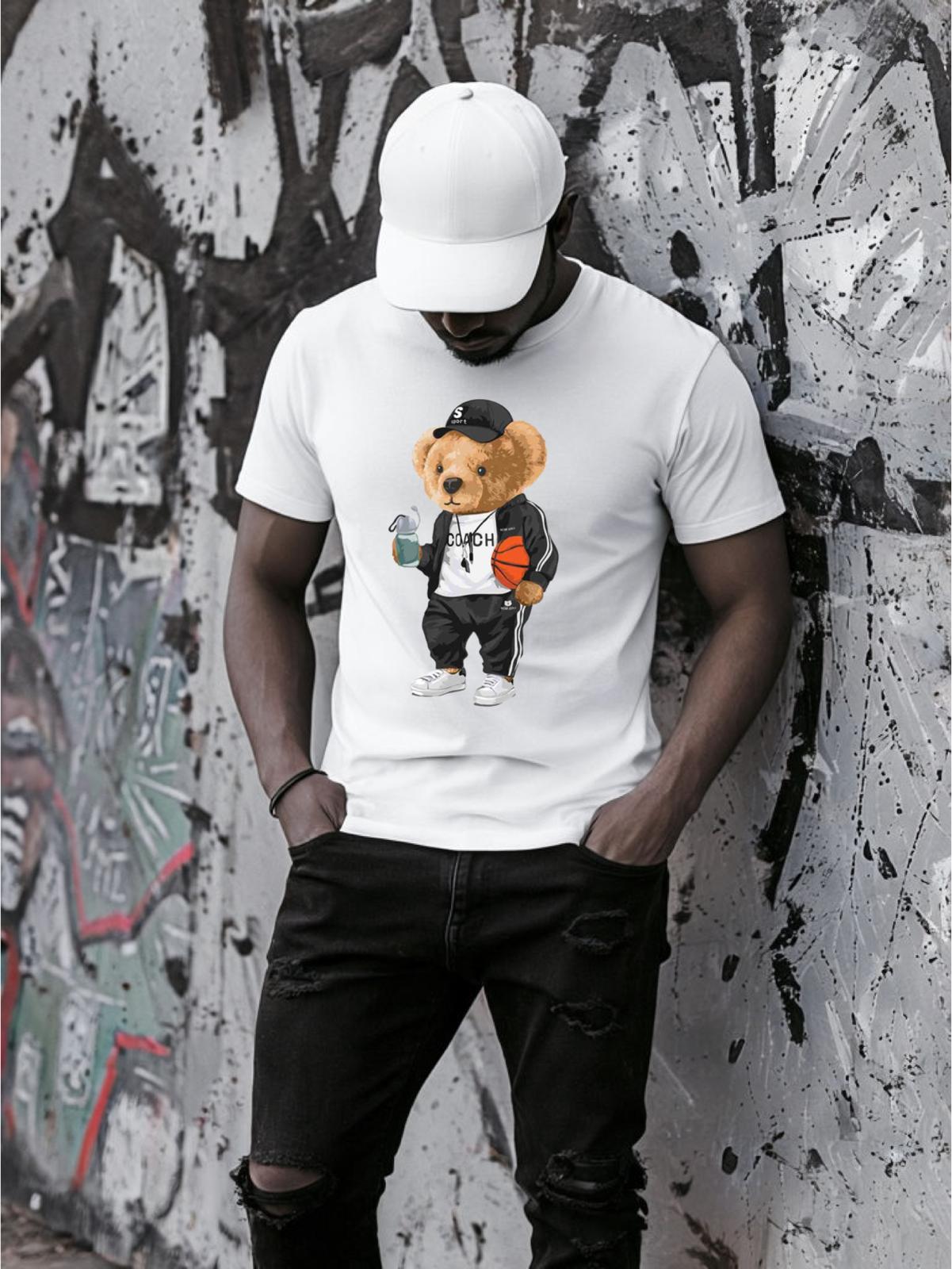 Fehér póló 100% pamutból Black Bear
