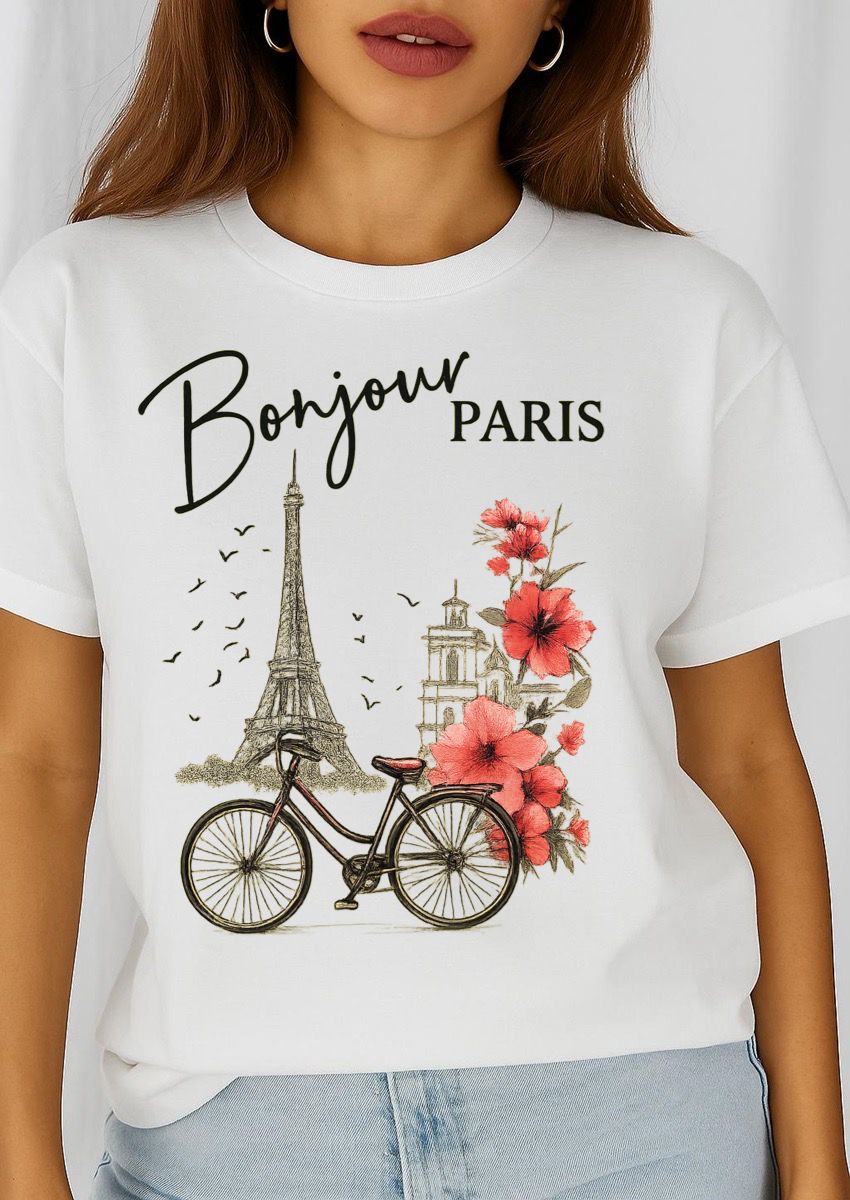 Női póló 100% pamutból Bonjour Paris