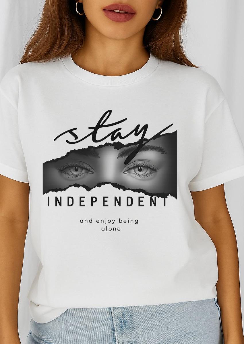 Női póló 100% pamutból Stay independent