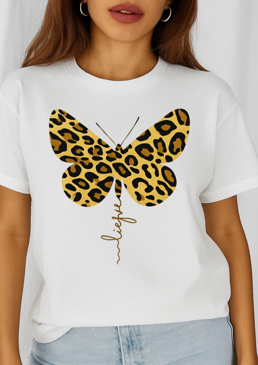 Női póló 100% pamutból Pillangók Animal print