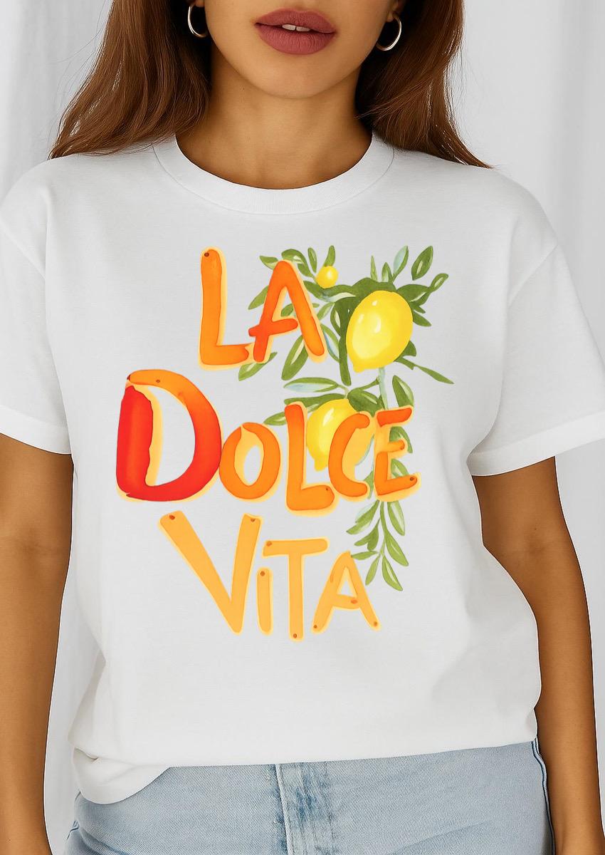 Női póló 100% pamutból La dolce vita