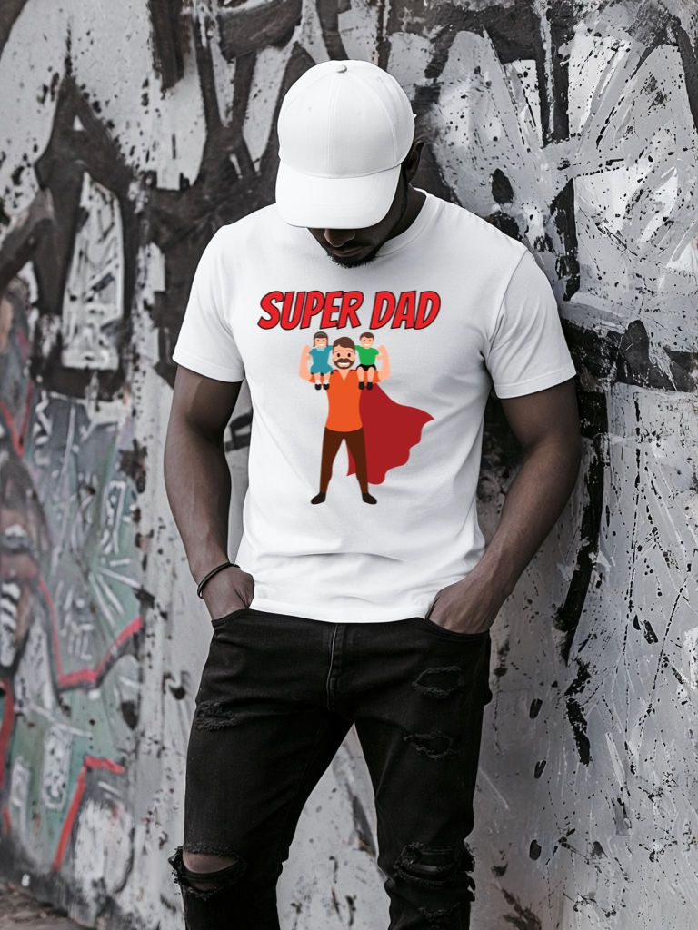 Fehér póló 100% pamutból Super Dad