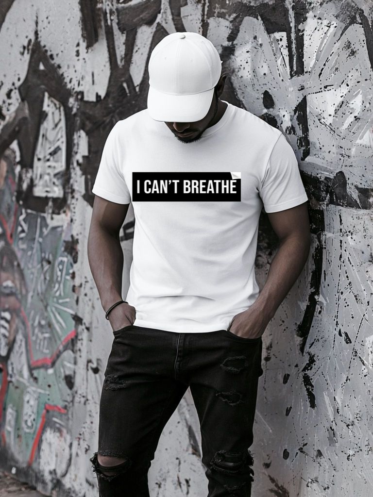 Fehér póló 100% pamutból I Can t Breathe