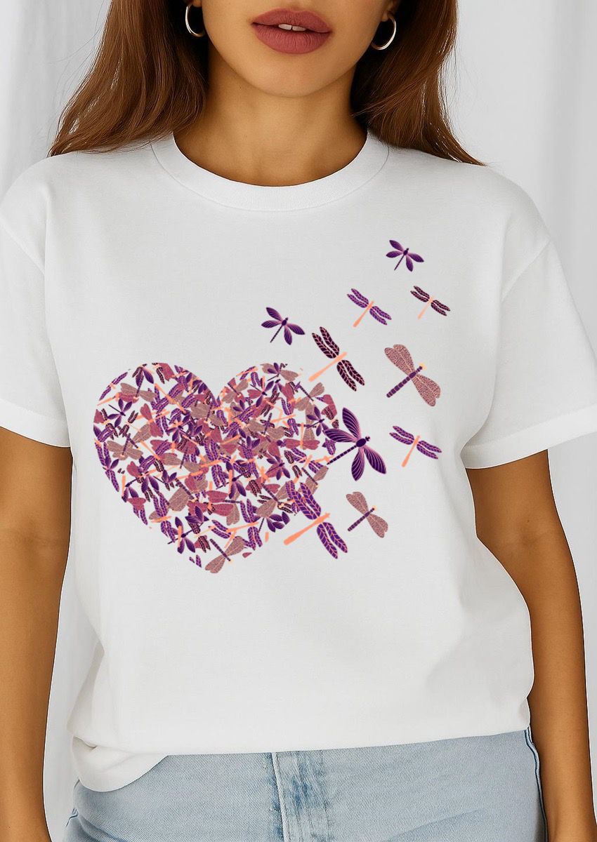 Női póló 100% pamutból Rózsaszín Heart