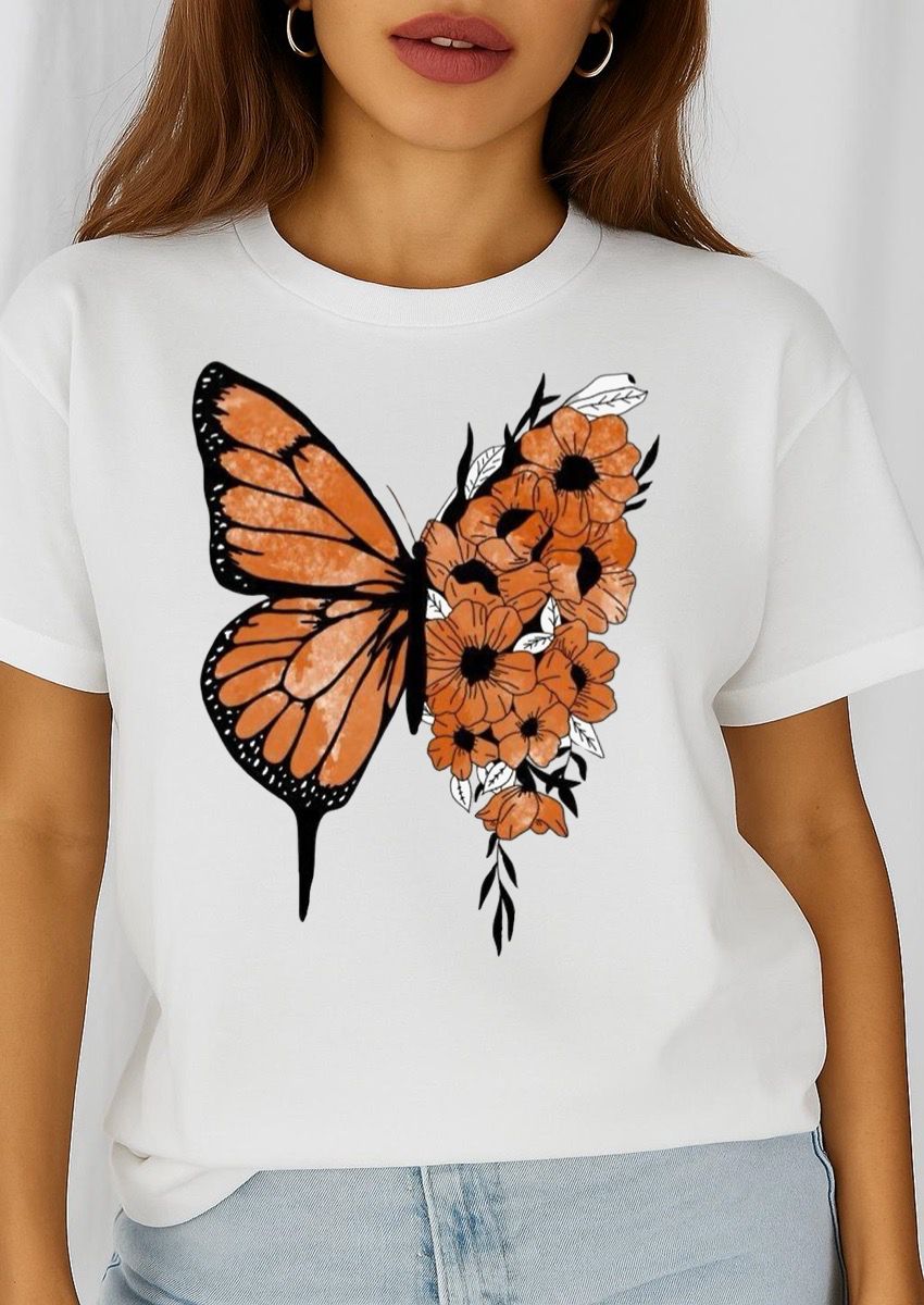 Női póló 100% pamutból Orange Butterfly