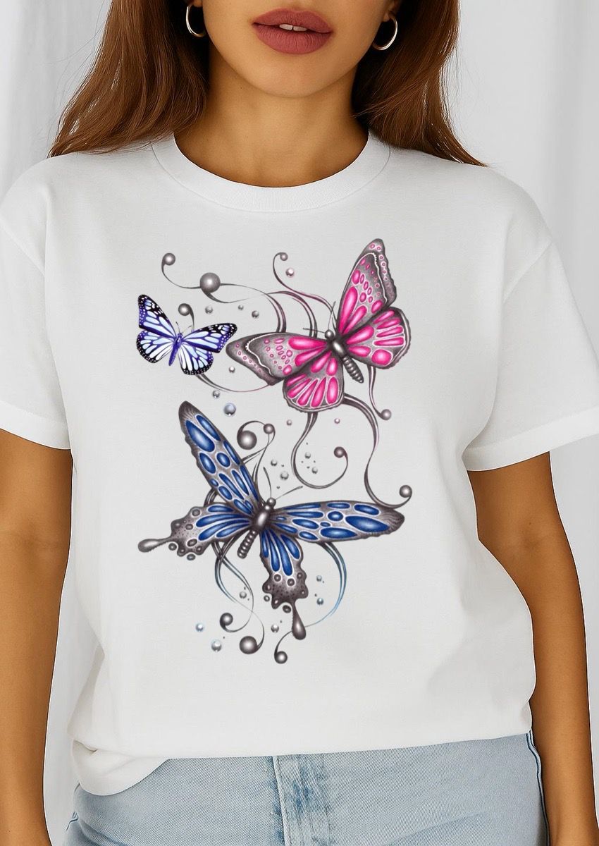 Női póló 100% pamutból Nice Butterflies