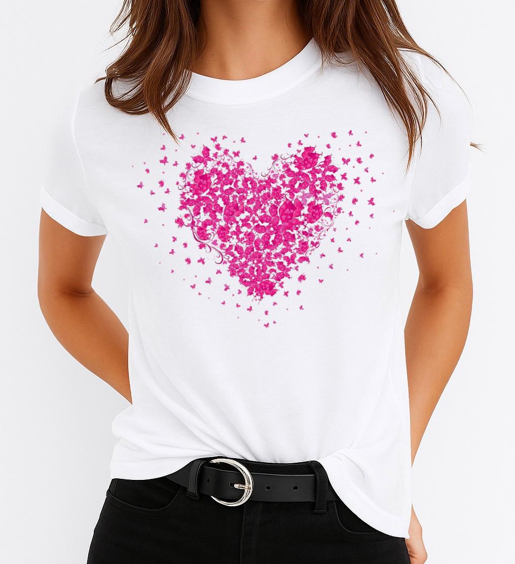 Női póló 100% pamutból Pink Heart 2