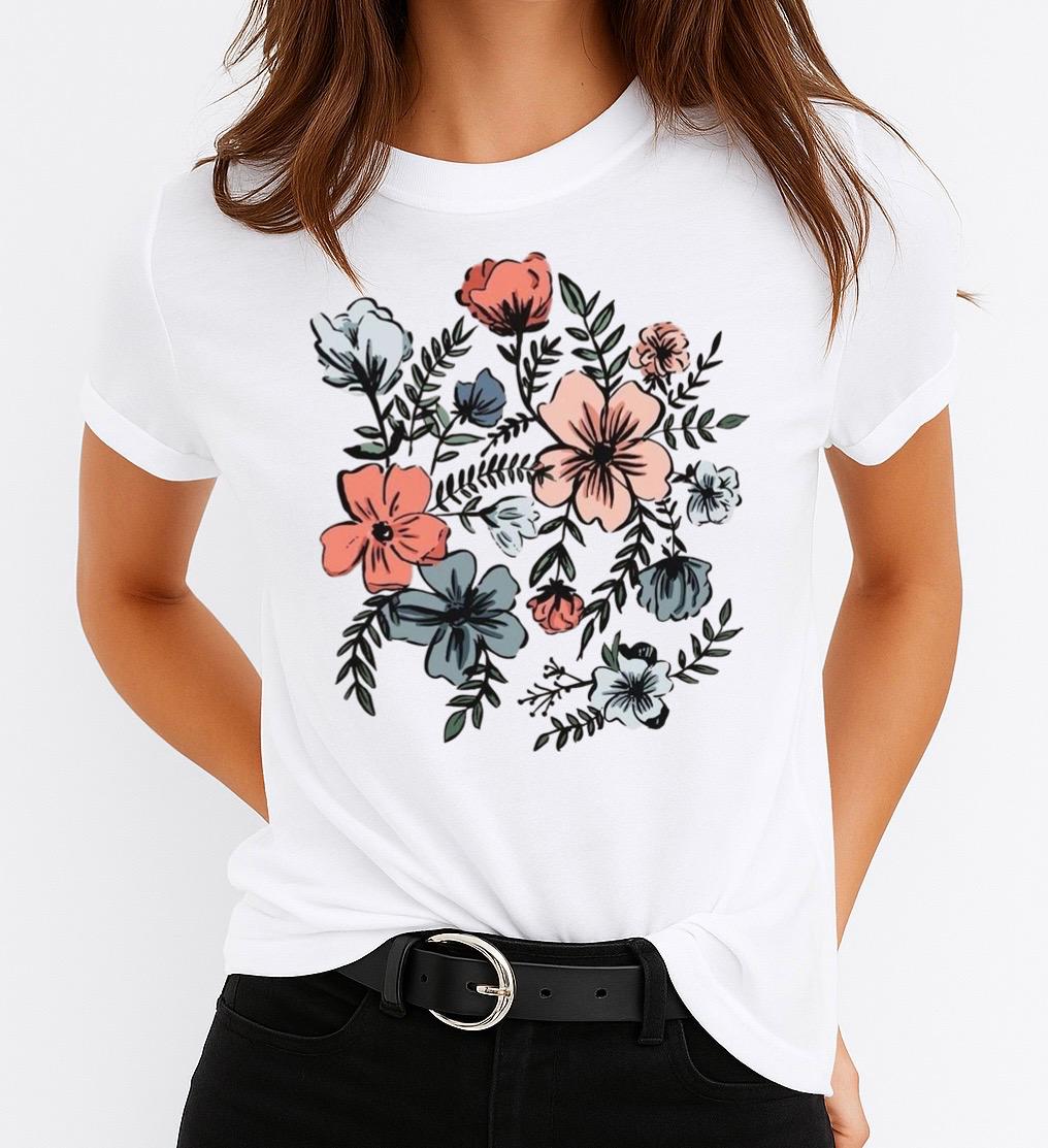 Női póló 100% pamutból Spring Flowers
