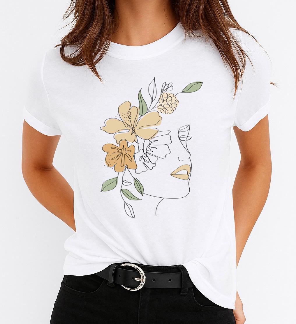 Női póló 100% pamutból Girl Flower 3