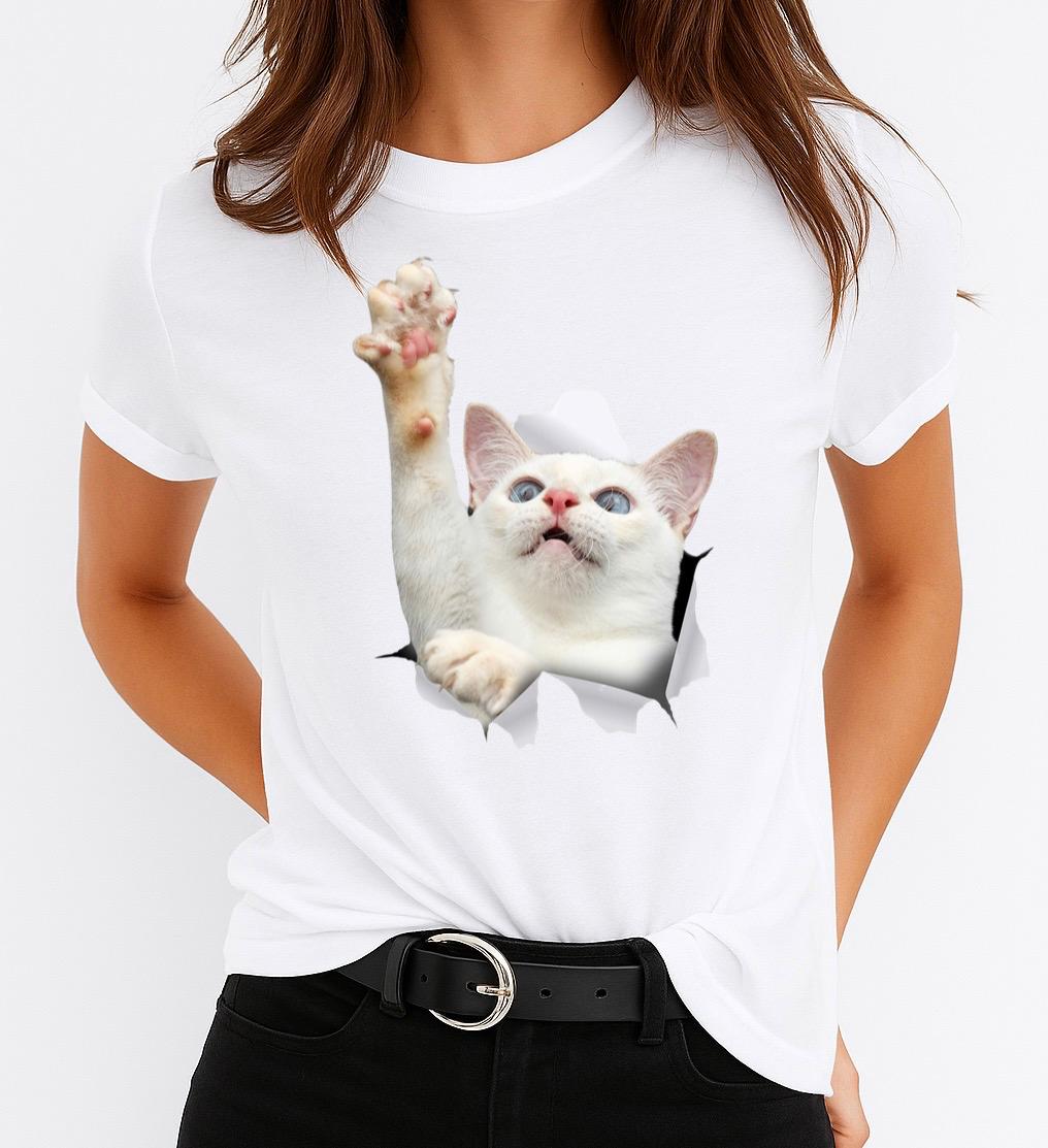 Női póló 100% pamutból White Cat
