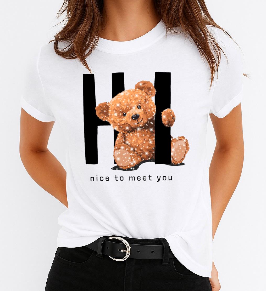 Női póló 100% pamutból Nice to meet you