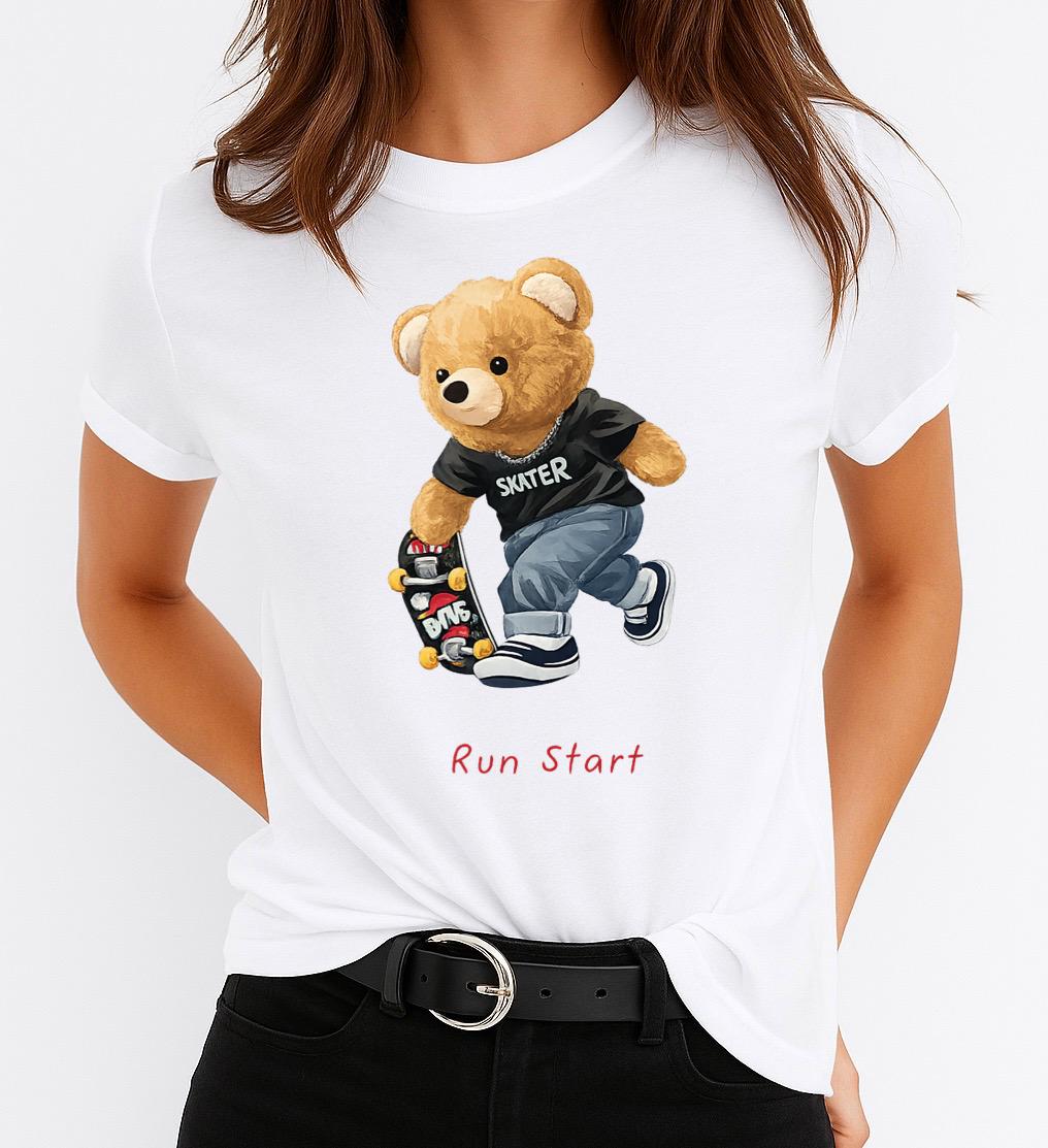 Női póló 100% pamutból Run Start