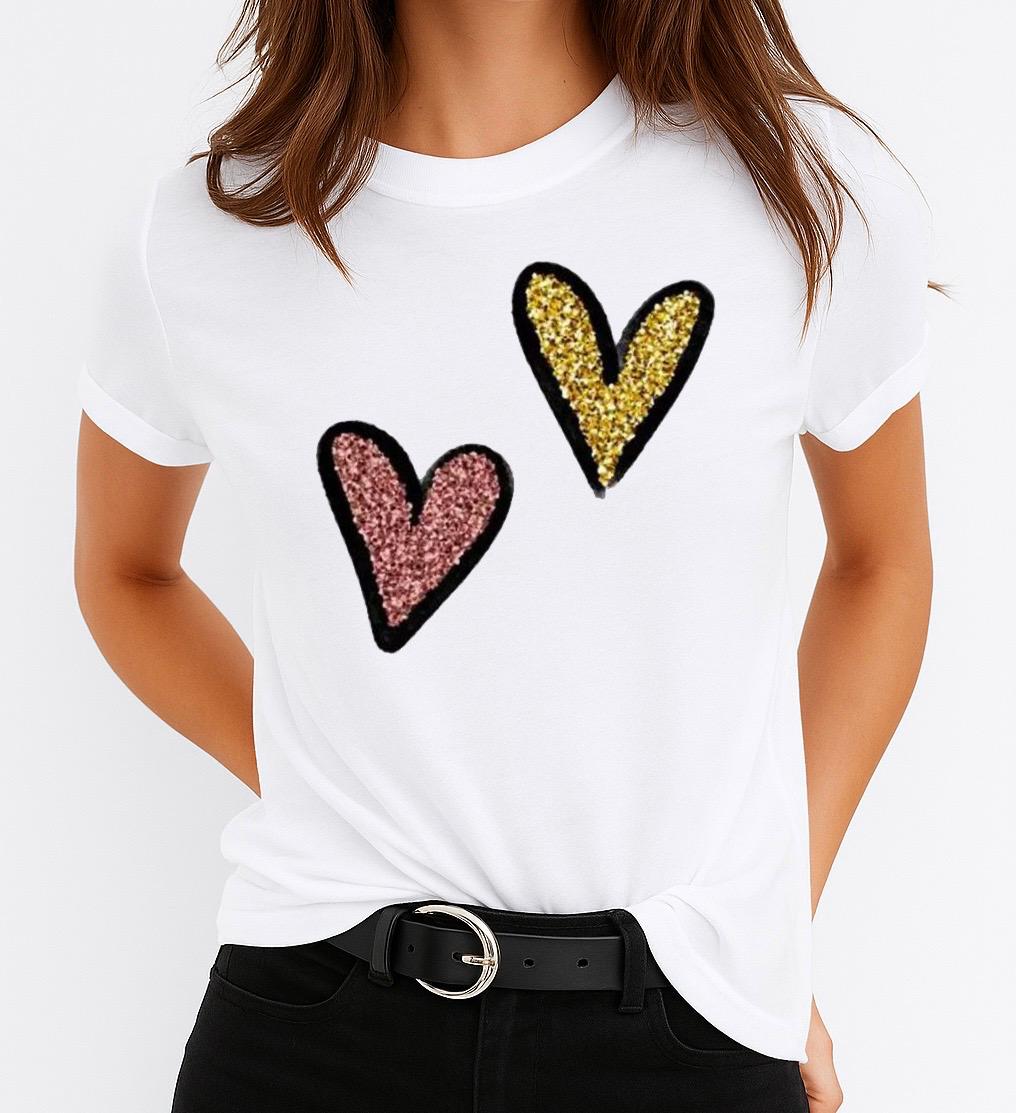 Női póló 100% pamutból 2 Hearts