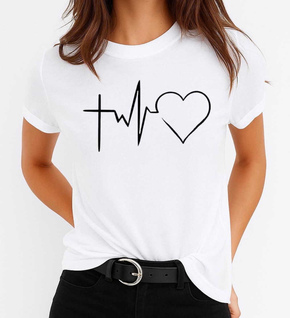 Női póló 100% pamutból Heart