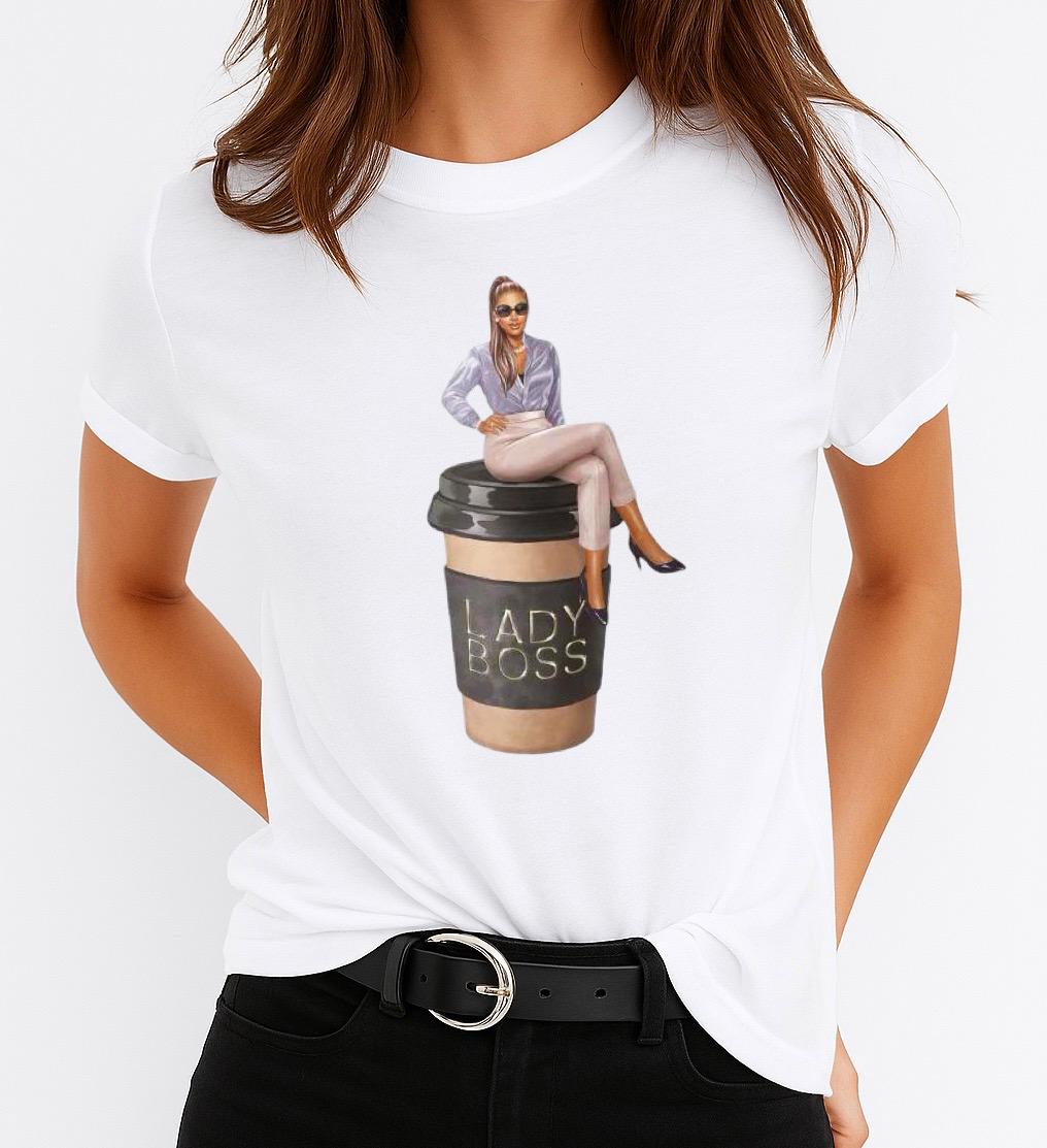 Női póló 100% pamutból Lady Boss