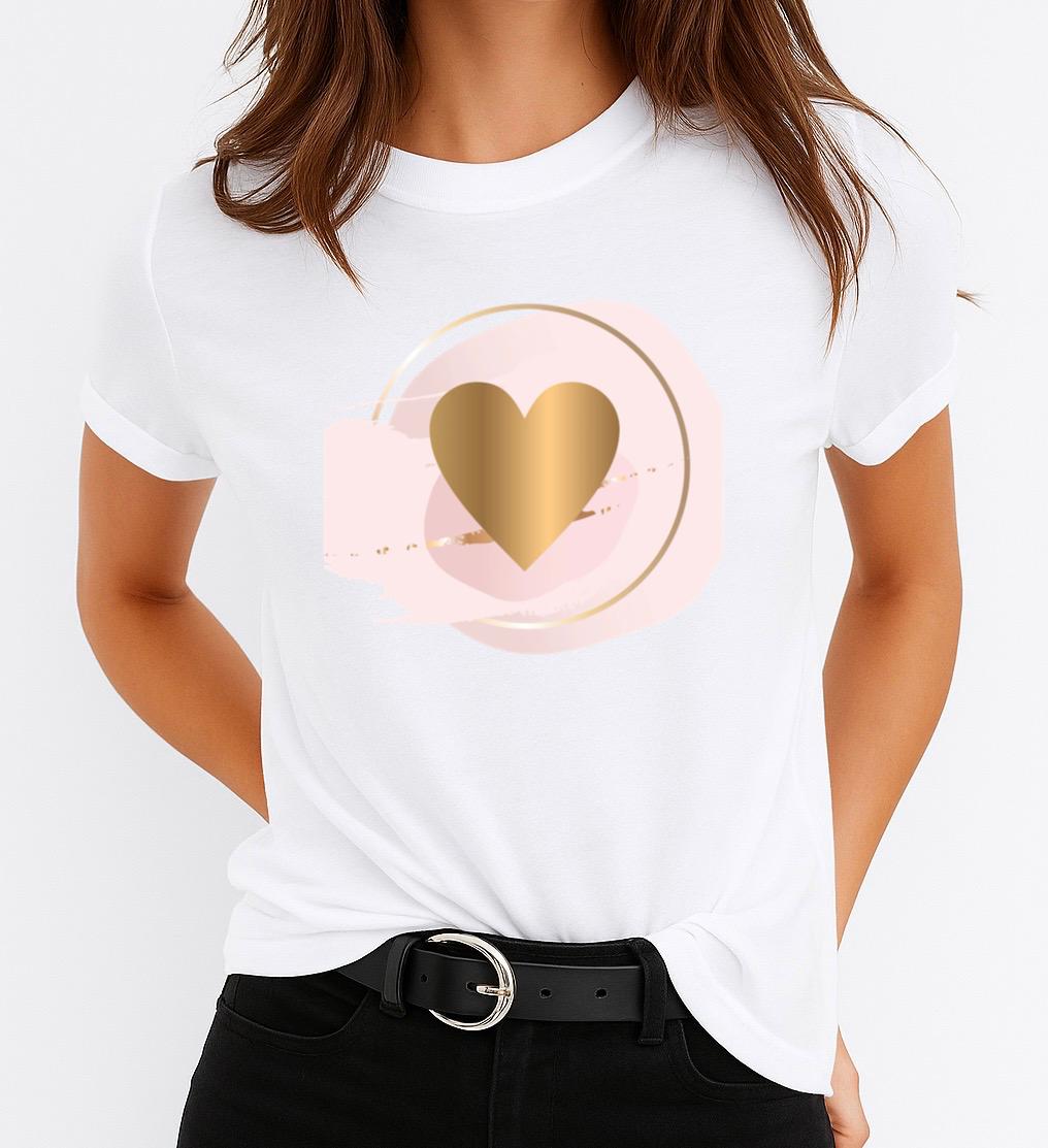 Női póló 100% pamutból Roze Pink Heart