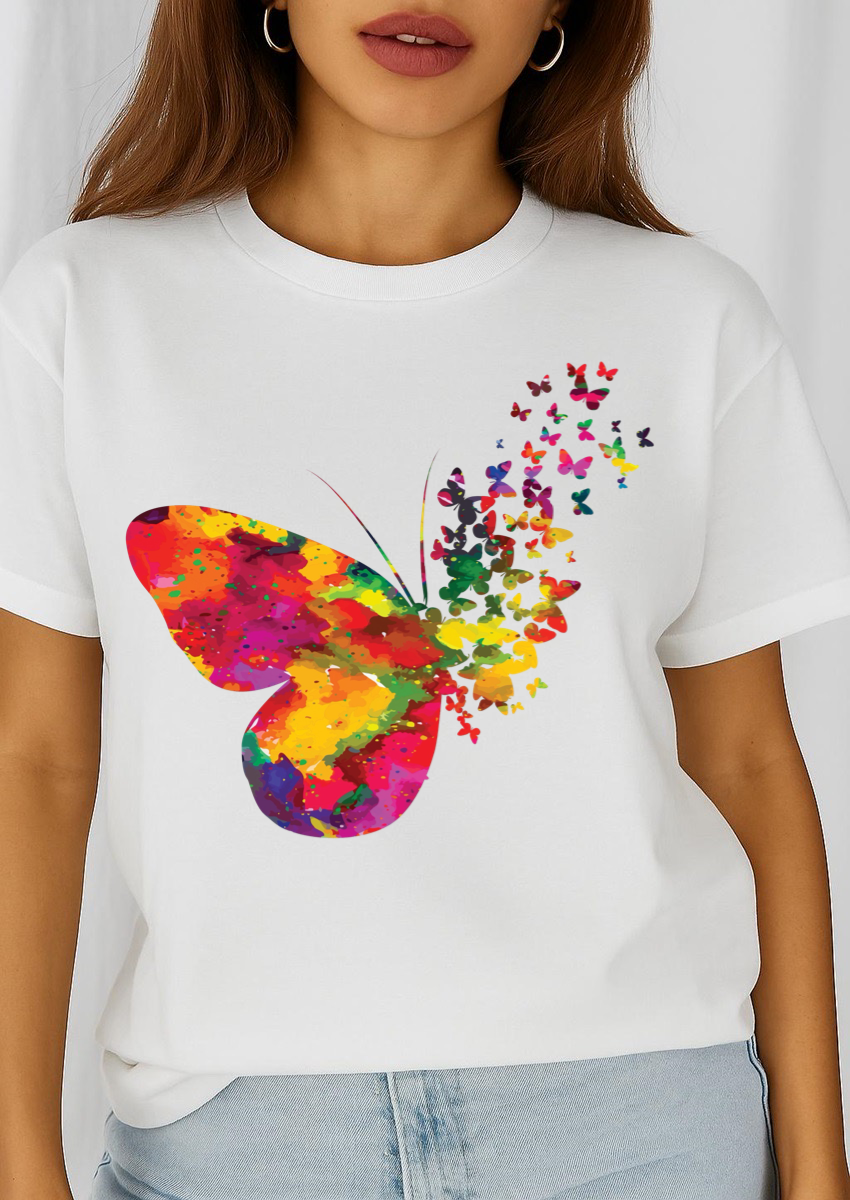 Női póló 100% pamutból Spring Butterfly