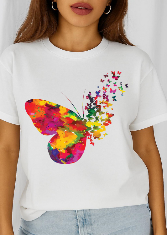 Női póló 100% pamutból Spring Butterfly