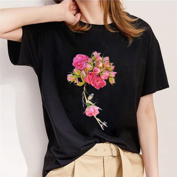Tricou Flower 10 Black (6641501962424)