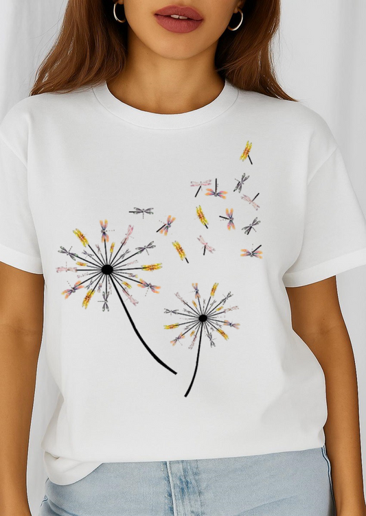 Női póló 100% pamutból White 2 Flowers