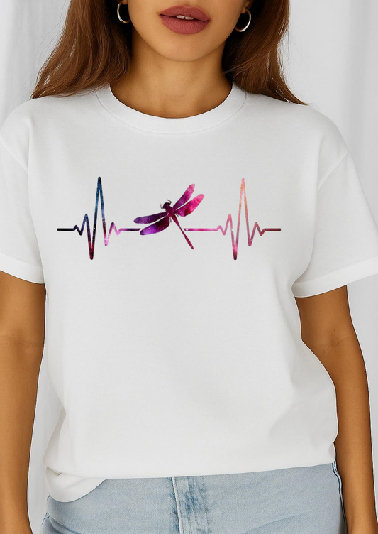 Női póló 100% pamutból Lila szitakötő