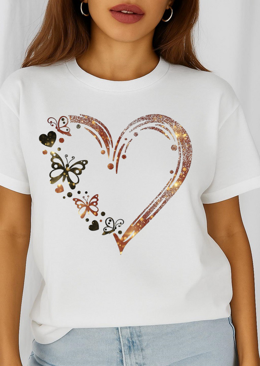 Női póló 100% pamutból Heart Butterfly