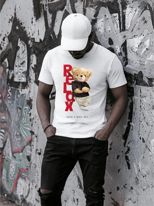 Fehér póló 100% pamutból Relax Red 2