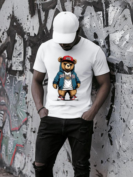 Fehér póló 100% pamutból Bear red