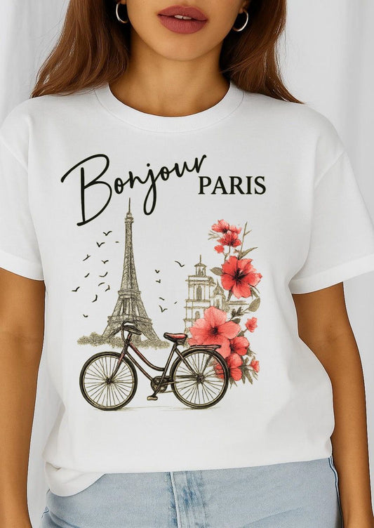 Női póló 100% pamutból Bonjour Paris