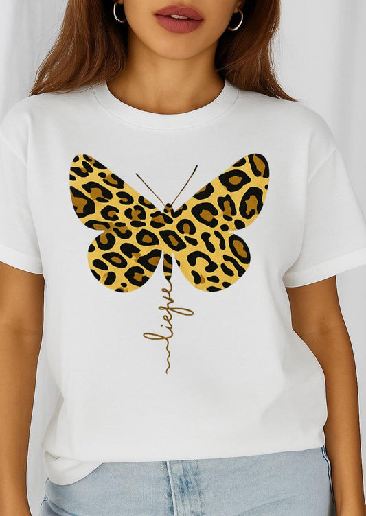 Női póló 100% pamutból Pillangók Animal print
