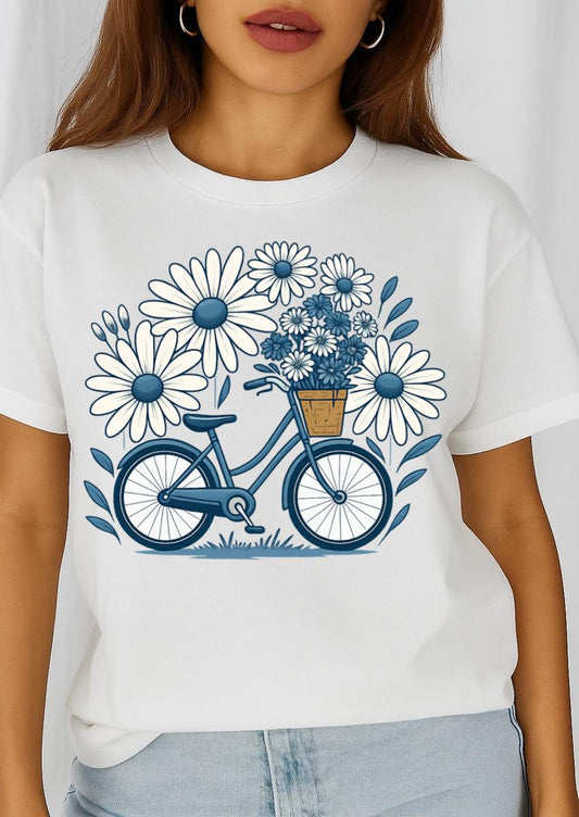 Női póló 100% pamutból Virágos bicikli 3