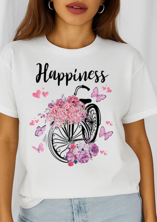 Női póló 100% pamutból Happiness