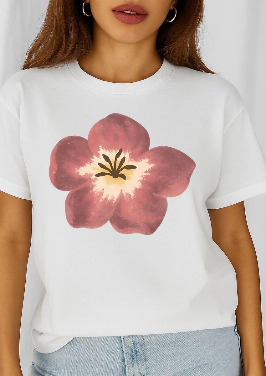 Női póló 100% pamutból One flower