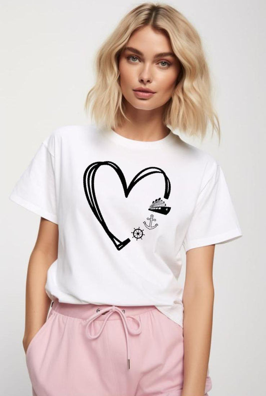 Női póló 100% pamutból Heart travel