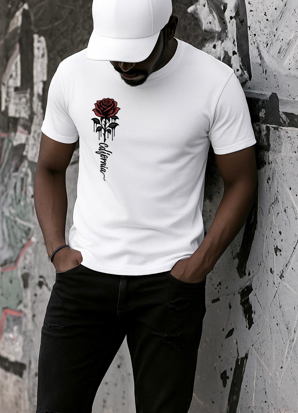 Fehér póló 100% pamutból California rose