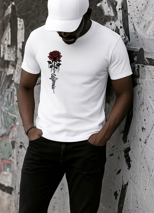 Fehér póló 100% pamutból California rose