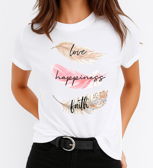 Női póló 100% pamutból Love happiness
