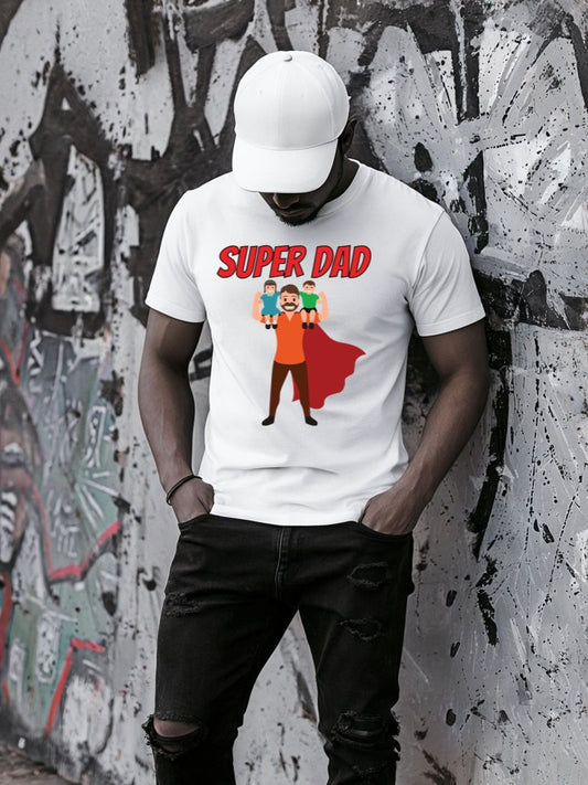 Fehér póló 100% pamutból Super Dad