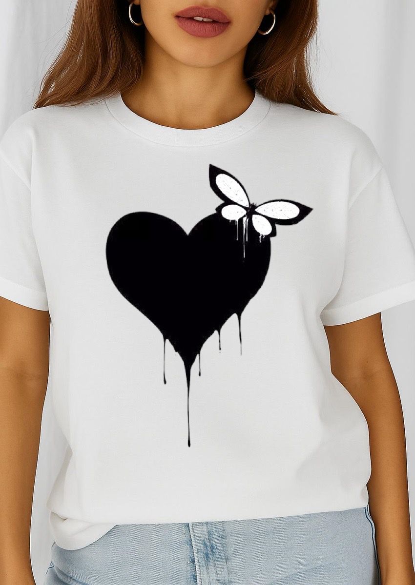 Női póló 100% pamutból Black Heart