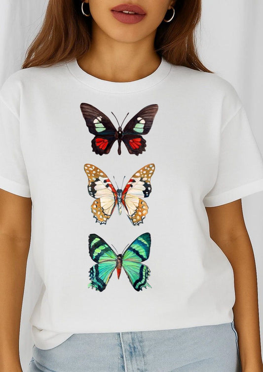 Női póló 100% pamutból 3 Butterflies