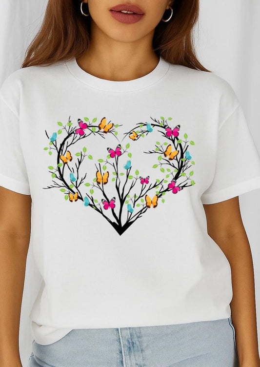 Női póló 100% pamutból Heart Butterflies