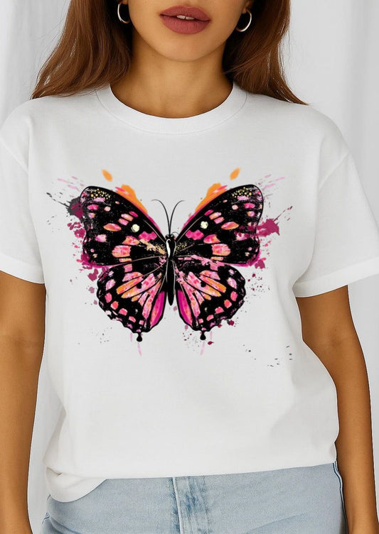 Női póló 100% pamutból Lila Butterfly