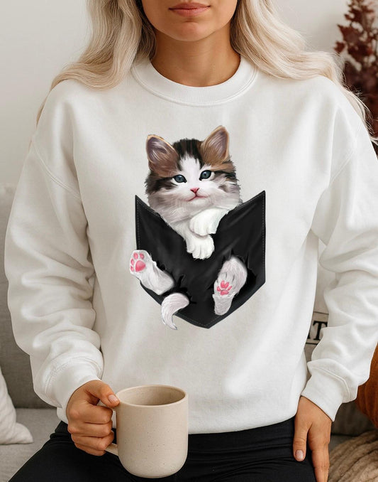 Fehér Blúz 100% pamutból Cute Cat