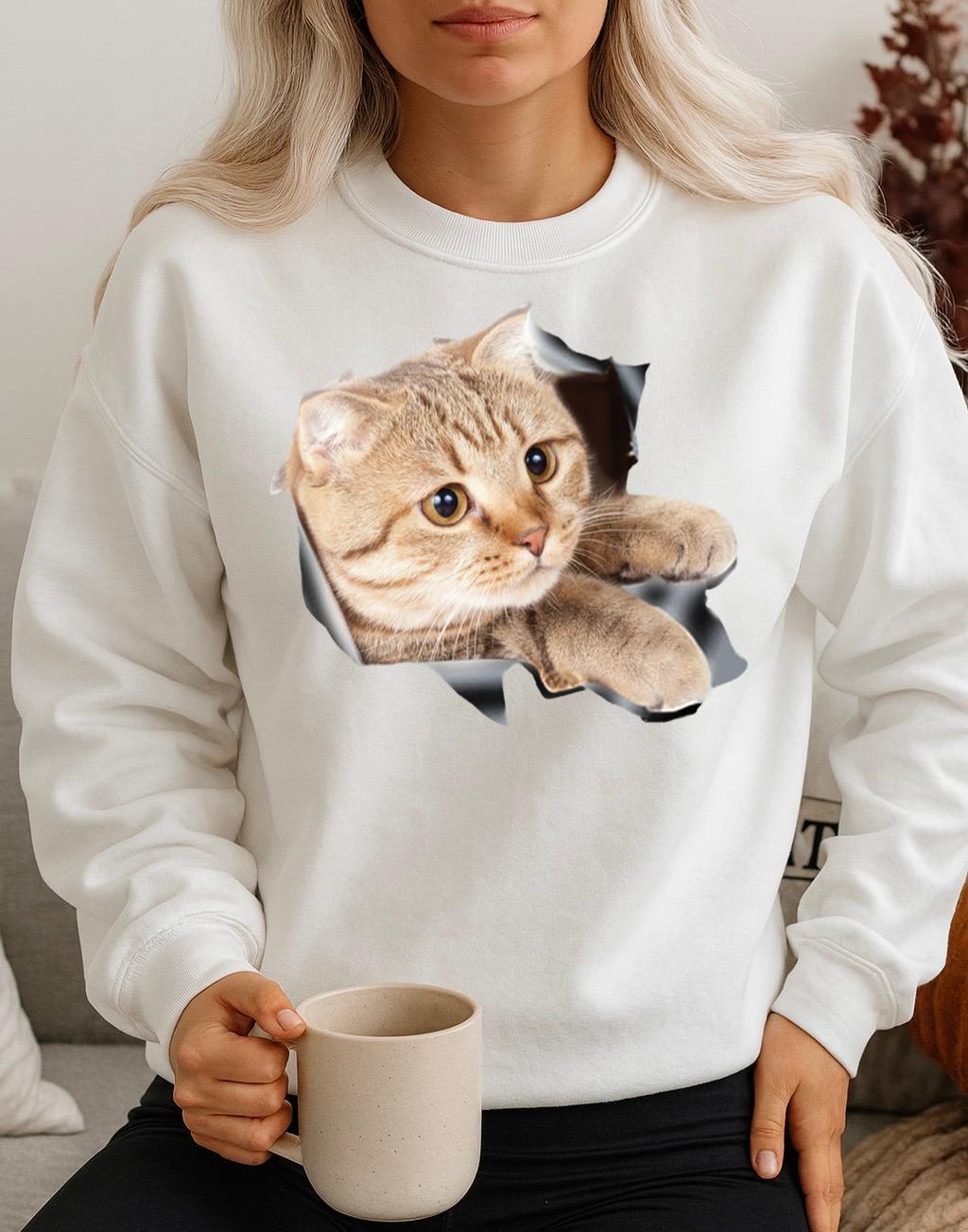 Fehér Blúz 100% pamutból Sweet cat