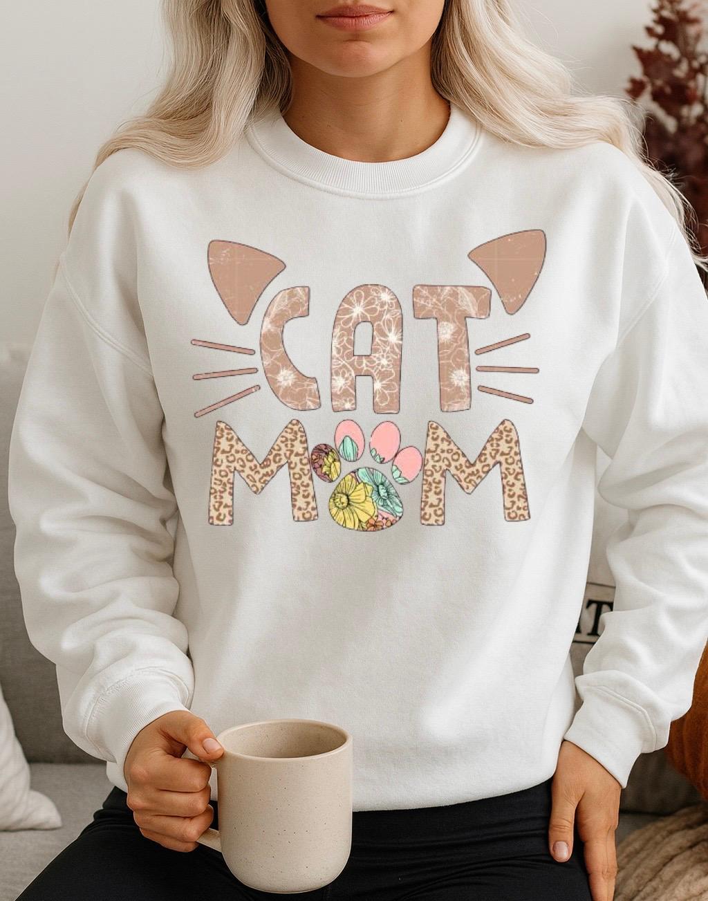 Fehér Blúz 100% pamutból Cat mom