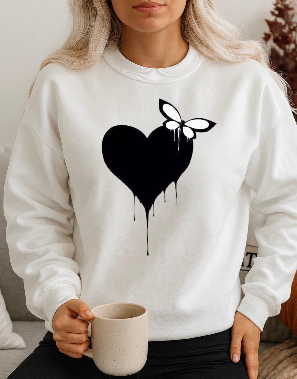 Fehér Blúz 100% pamutból Black heart