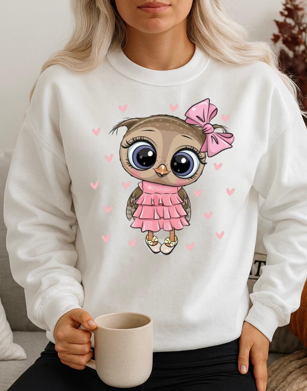 Fehér Blúz 100% pamutból Pink owl
