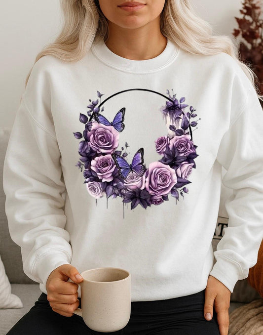 Fehér Blúz 100% pamutból Lila Flowers